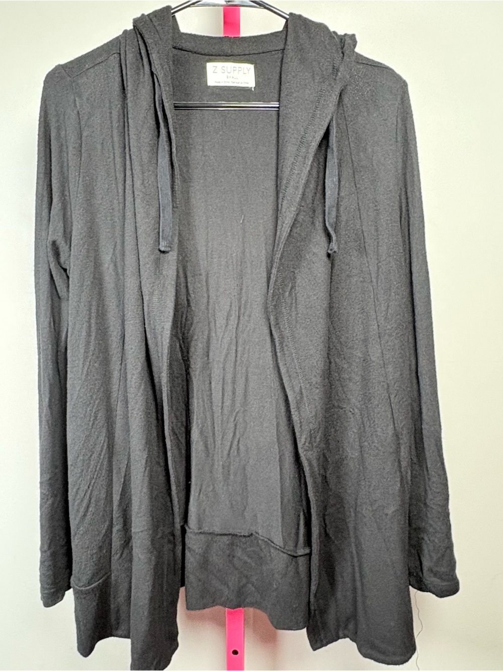 Z Supply Black Hooded Open-Front Cardigan